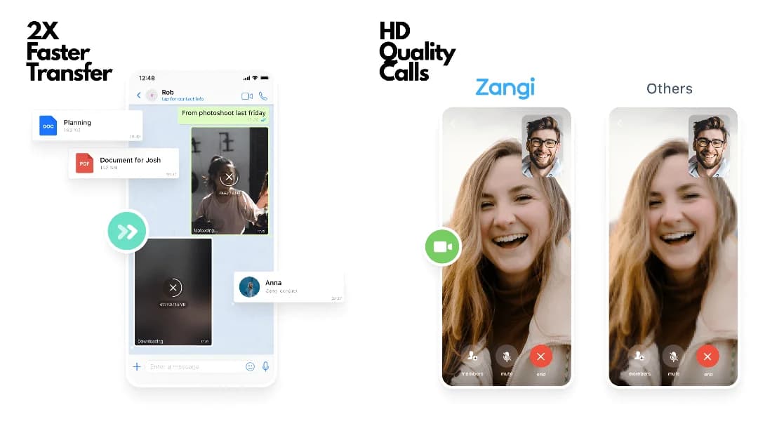 Zangi Private Messenger secure chat interface